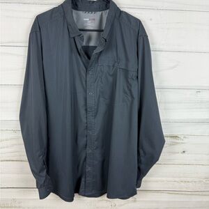 Swiss +Tech Gray Casual Button Down Shirt Relaxed Fit